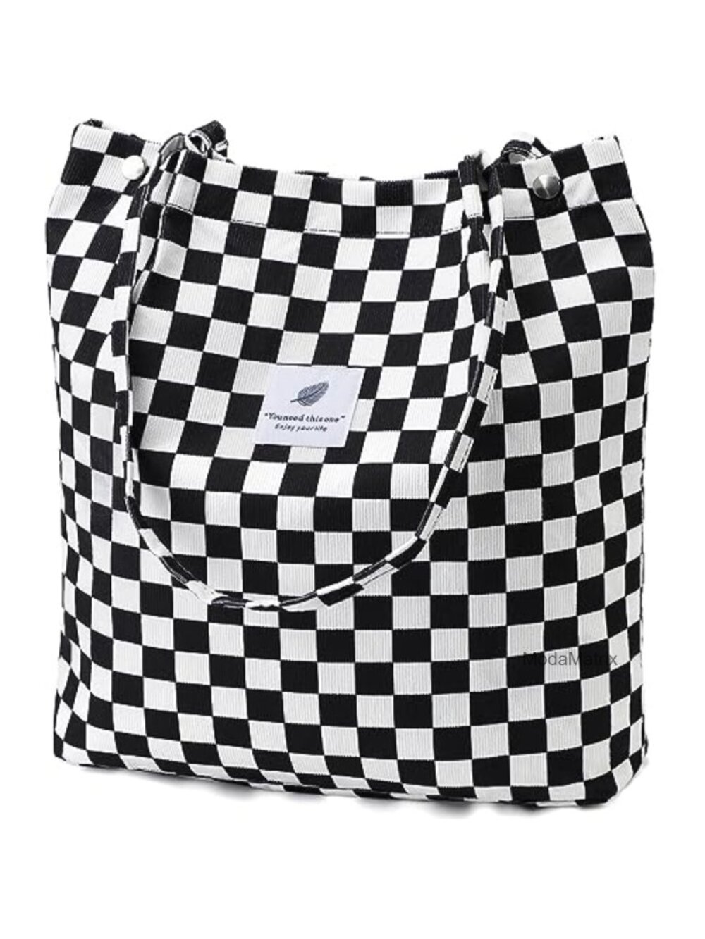 Corduroy Tote Bag for Women Canvas Shoulder Cord Purse with Inner Pocket Large